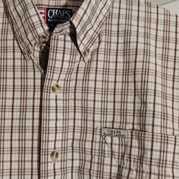 Mens Ralph Lauren Chaps Vintage Chaps XLarge Brown Plaid/Stripes Shirt - Picture 3 of 4
